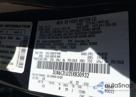 2014 Lincoln Mkz Hybrid z USA, uszkodzony, nr VIN 3LN6L2LU2ER830932